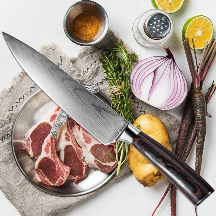 The Laser Damascus Pattern Steel Chef Knife