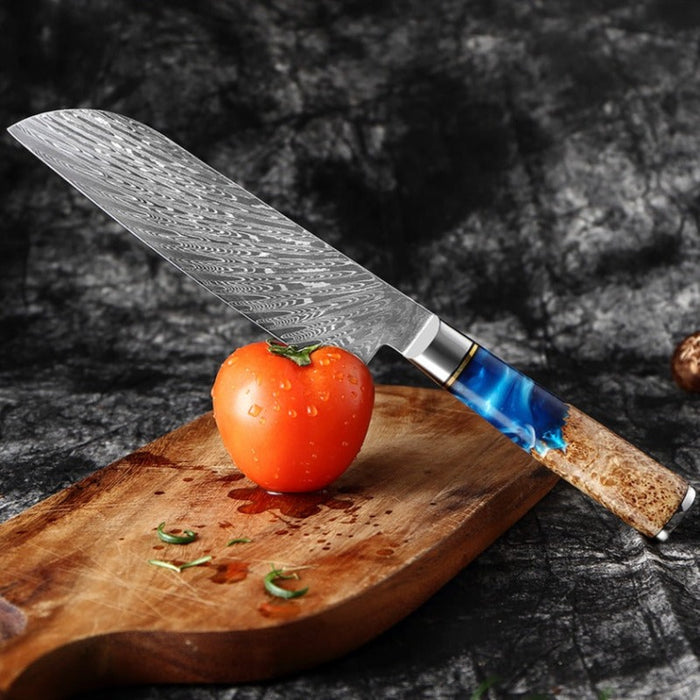 The Damascus Steel VG10 Santoku Knife