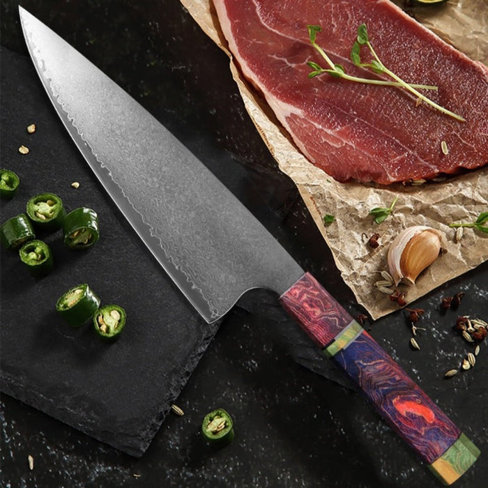 The Patterned Japanese Damascus Steel Chef Knife