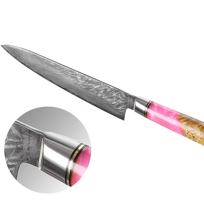 The Pink 8 Inch Damascus Boning Steak Knife