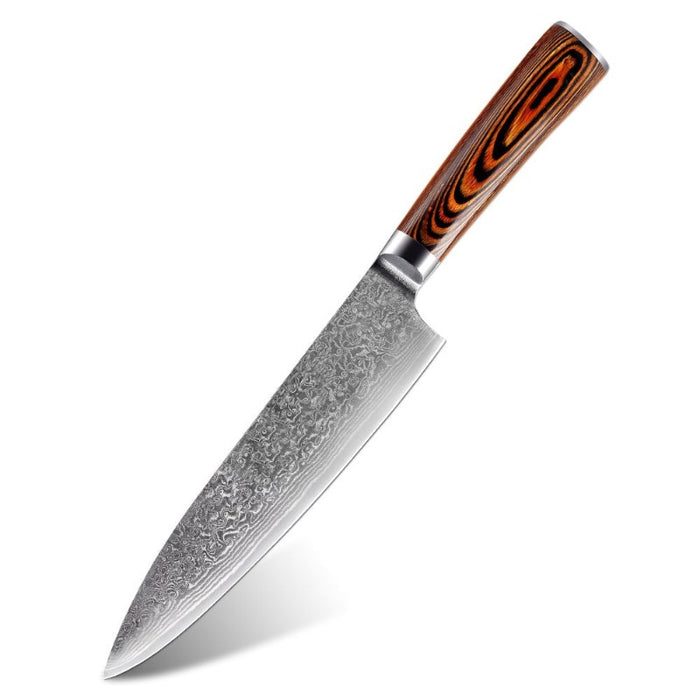 The Japanese Wood Handle Damascus Steel Chef Knife