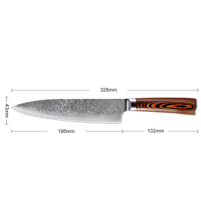 The Japanese Wood Handle Damascus Steel Chef Knife