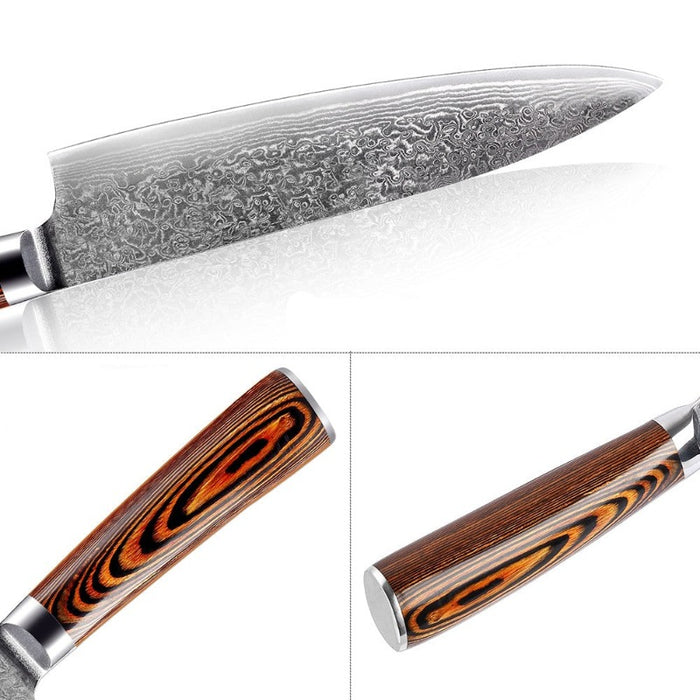 The Japanese Wood Handle Damascus Steel Chef Knife