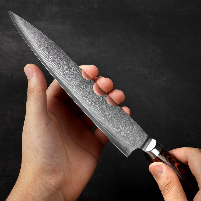 The Japanese Wood Handle Damascus Steel Chef Knife