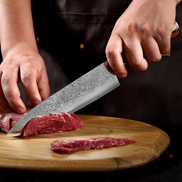 The Japanese Wood Handle Damascus Steel Chef Knife