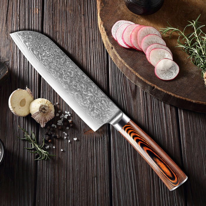 Japanese Style Damascus Santoku Knife