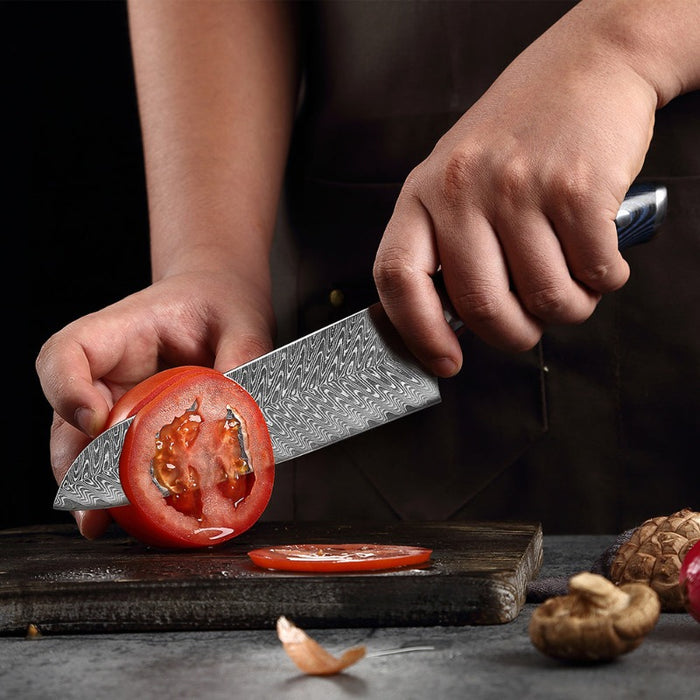 Japanese Damascus Steel Santoku Chef Knife