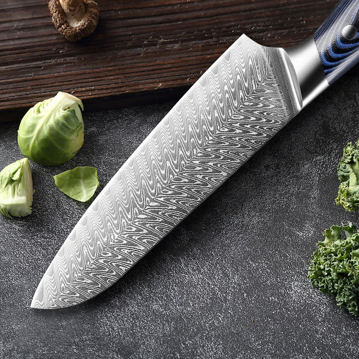 Japanese Damascus Steel Santoku Chef Knife