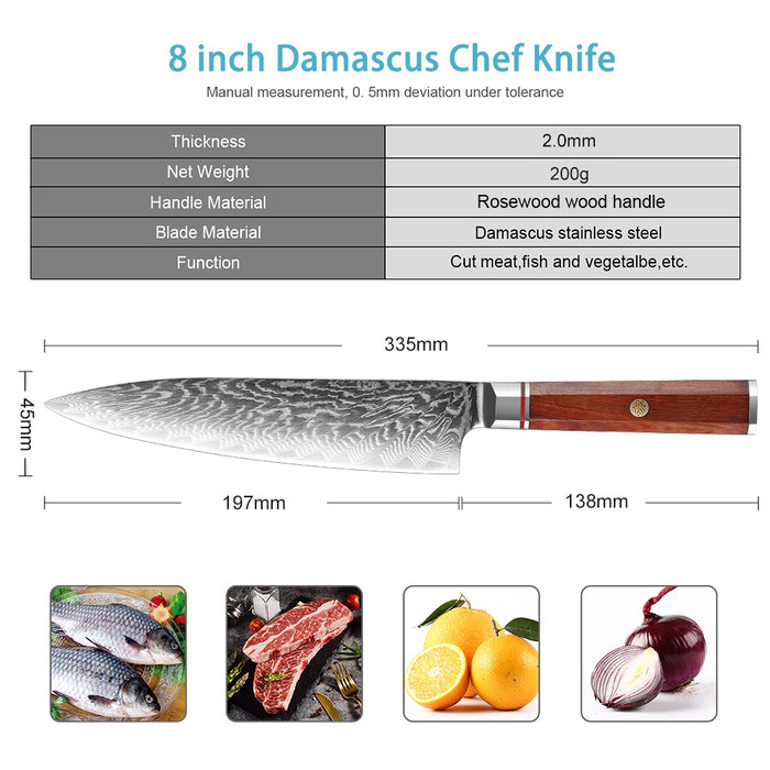 Japanese Style Damascus Steel Chef Knife