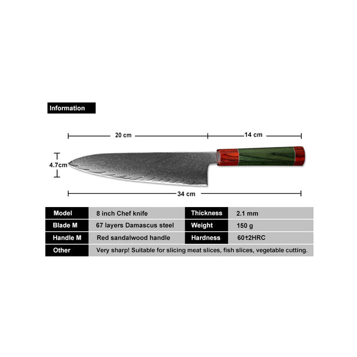 Professional Japan Damascus Steel Chef Knife