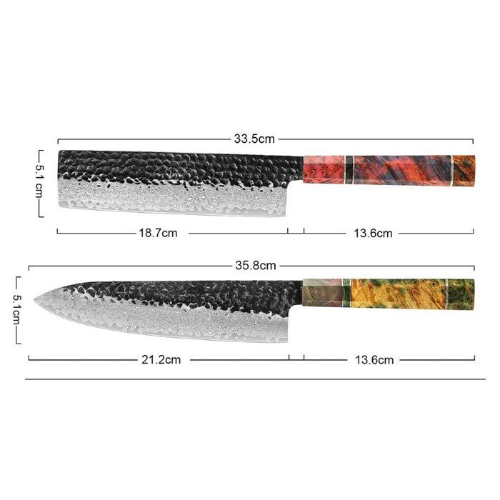 The Forged Damascus Steel Knife Set