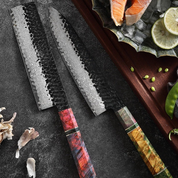 The Forged Damascus Steel Knife Set