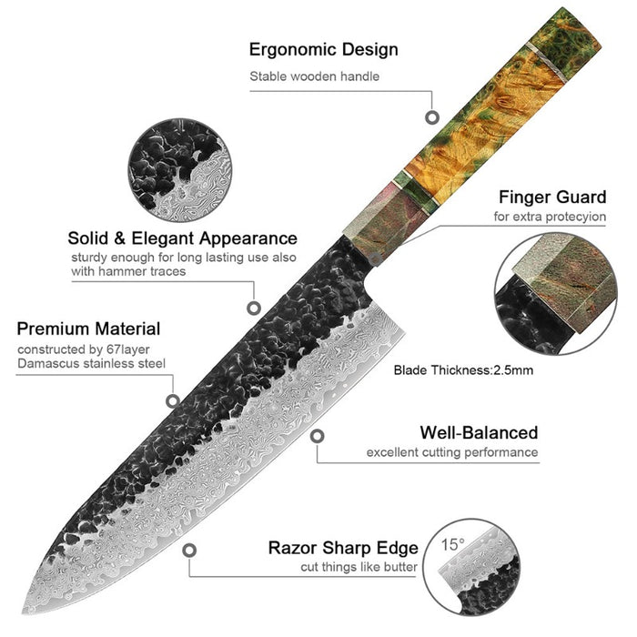 The Forged Damascus Steel Knife Set