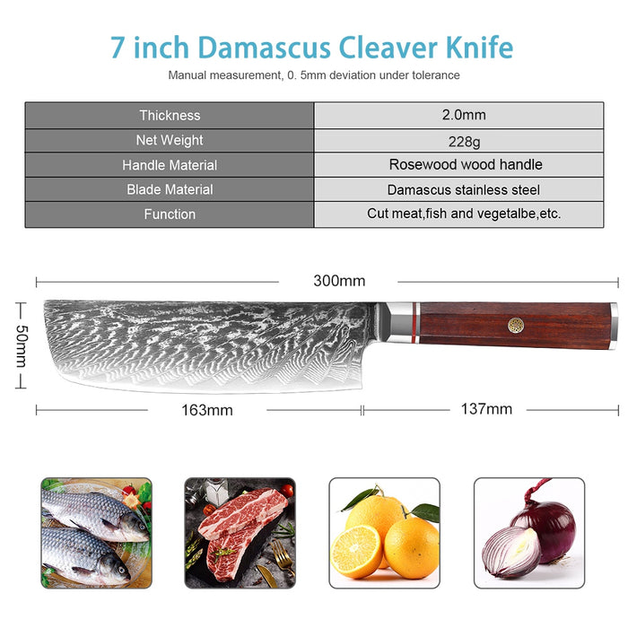 7 Inch Nakiri Japanese Samurai Cleaver Knife