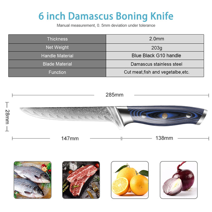 6 Inch Damascus Steel Boning Knife