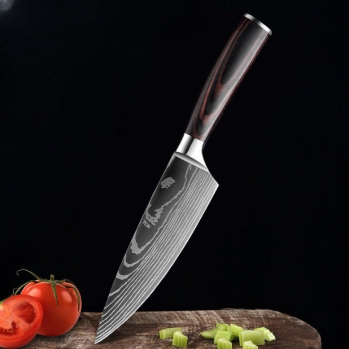 The Damascus Patterned Santoku Knife