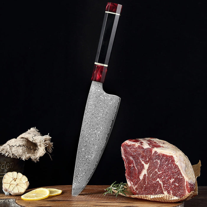 The 8 Inch Damascus Samurai Steel Chef Knife