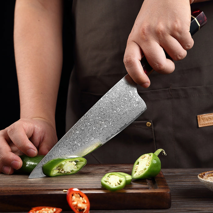 The 8 Inch Damascus Samurai Steel Chef Knife