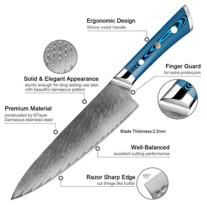 8 Inch Damascus Stainless Steel Chef Knife