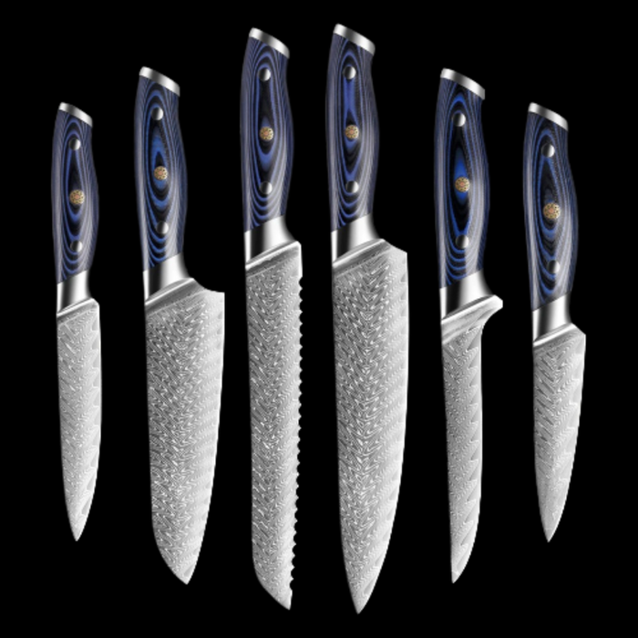 6 Pieces Damascus Steel Sharp Knives Set