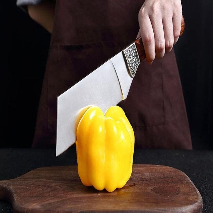 Stainless Steel Chef Knife With Rosewood Handle