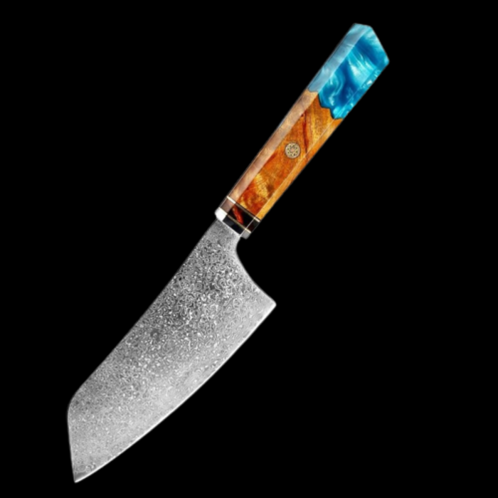 Blue Resin Octagonal Handle Cleaver Knife