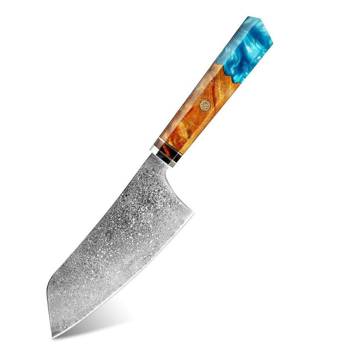 Blue Resin Octagonal Handle Cleaver Knife