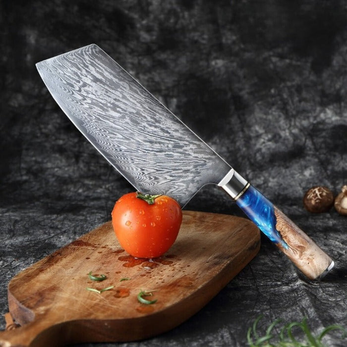 Japanese Damascus Steel Cleaver Knife