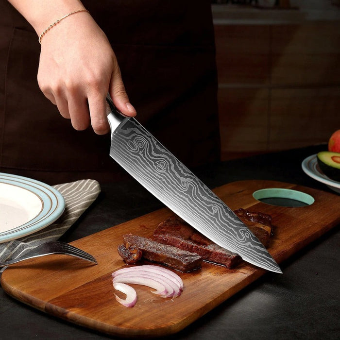 Damascus Steel Pattern Kitchen Knife Sets