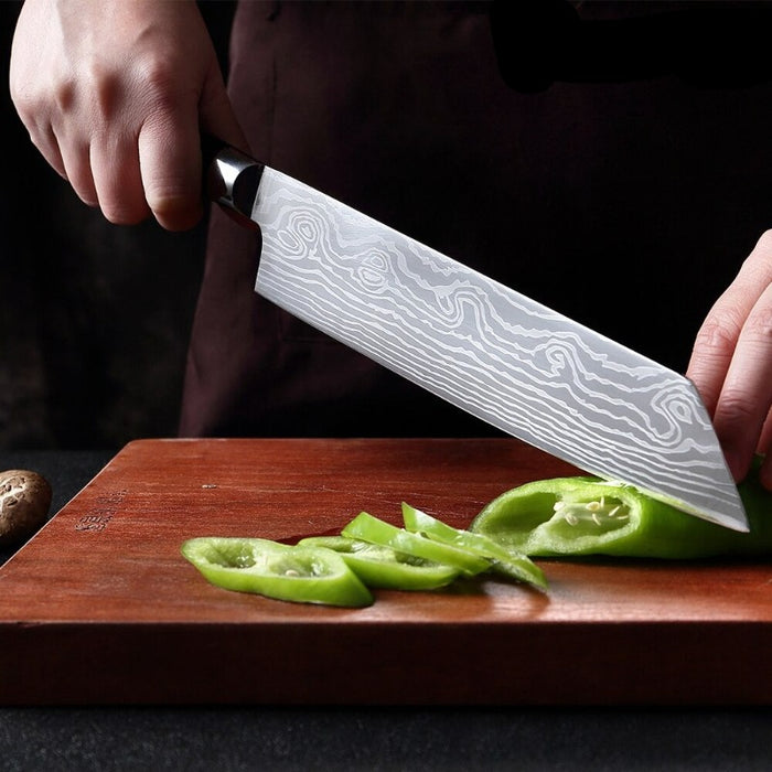 8-Inch Stainless Steel Laser Pattern Professional Chef Knife