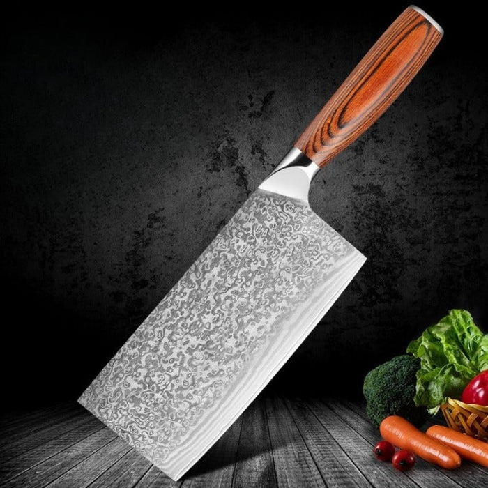 7" Inch Damascus Steel Slicing Cleaver Knife