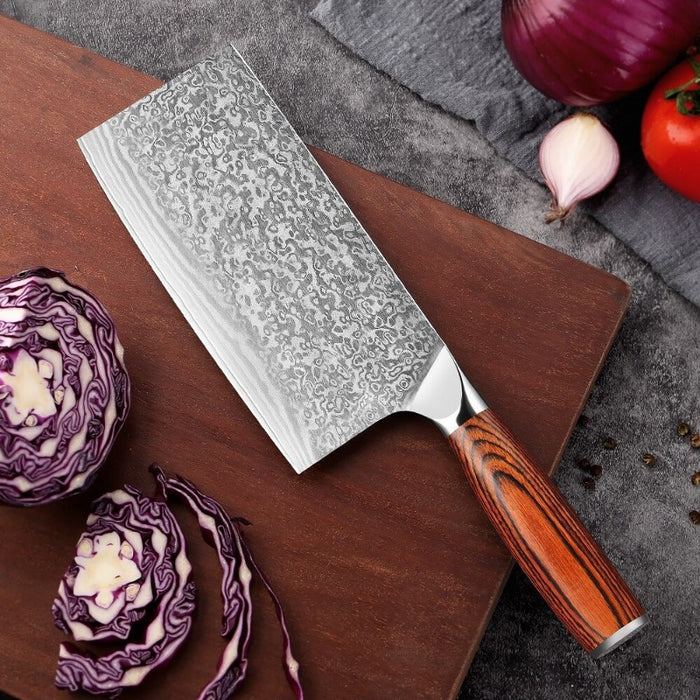 7" Inch Damascus Steel Slicing Cleaver Knife