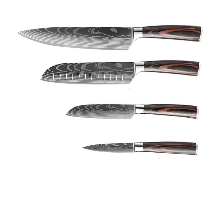 4 Pieces Laser Pattern Sharp Kitchen Knives Set