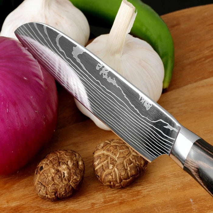 4 Pieces Laser Pattern Sharp Kitchen Knives Set