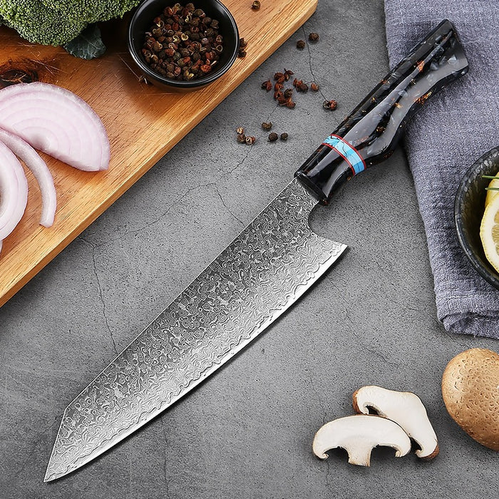 Damascus Steel 8-Inch Chef Knife With Sheath