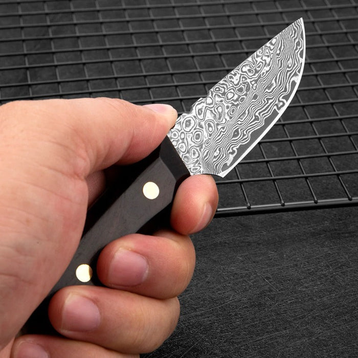 Damascus Full Tang Utility Knife With Sheath