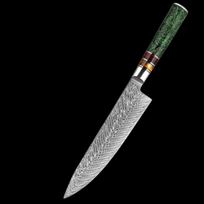 8 Inch Chef Knife With Grain Shell Resin Handle