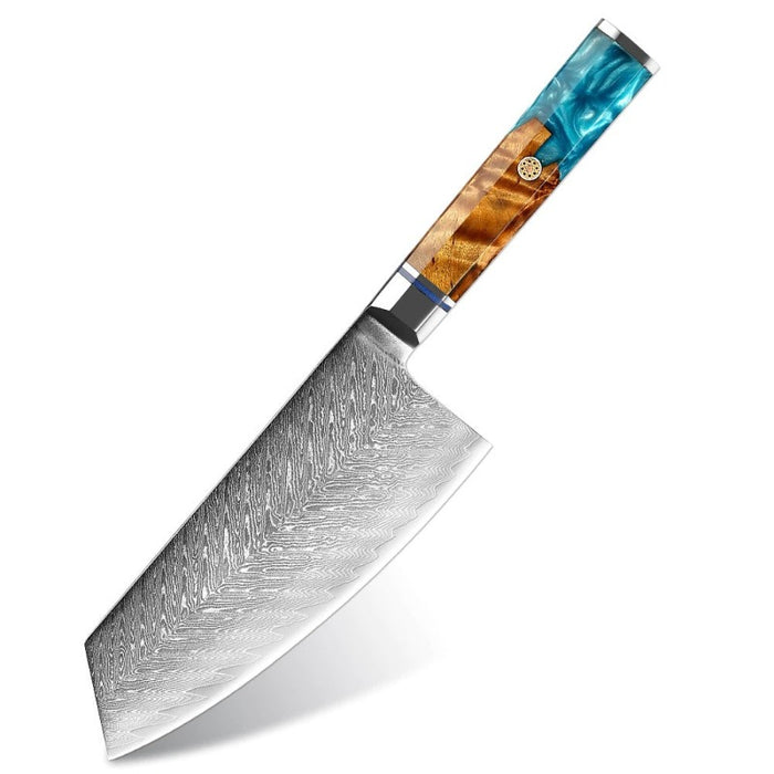 7 Inch Kitchen Cleaver Knife With Stable Wood Resin Handle