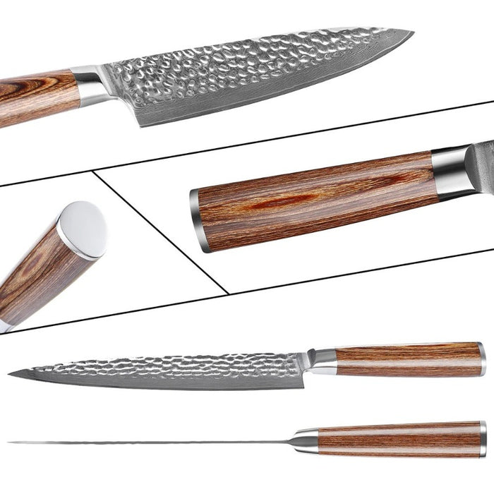 Sharp Steel Kitchen Knives Set With Wood Handle