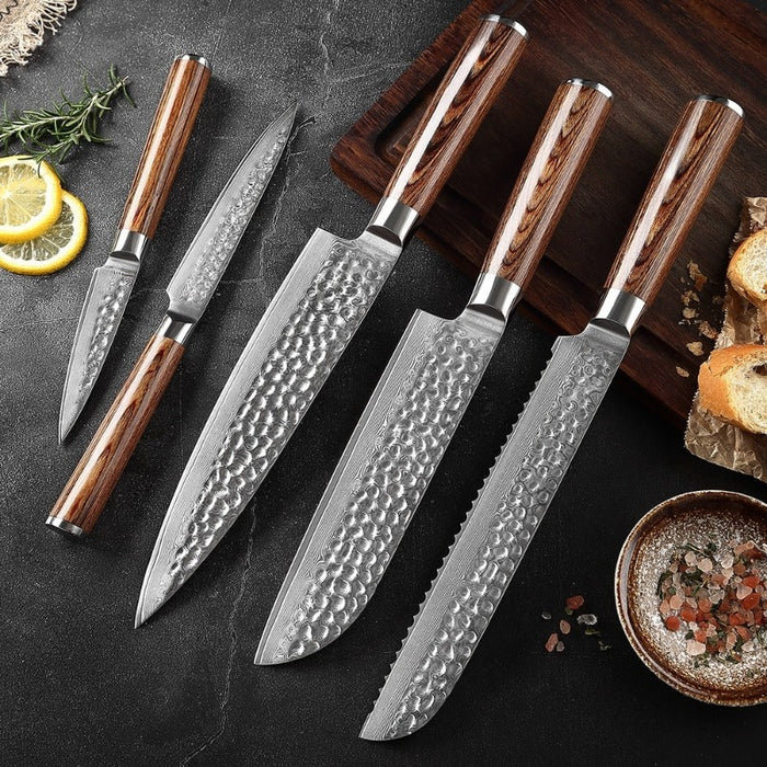 Sharp Steel Kitchen Knives Set With Wood Handle