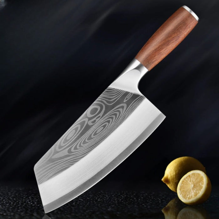 Sharp Slicing Cleaver Knife With Wooden Handle