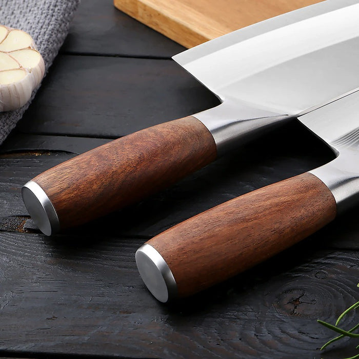 Sharp Slicing Cleaver Knife With Wooden Handle