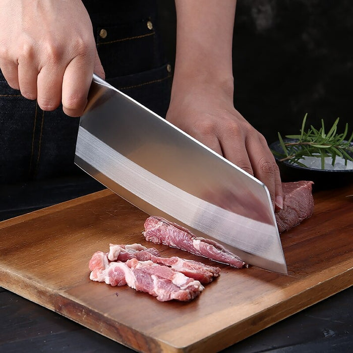 Sharp Slicing Cleaver Knife With Wooden Handle