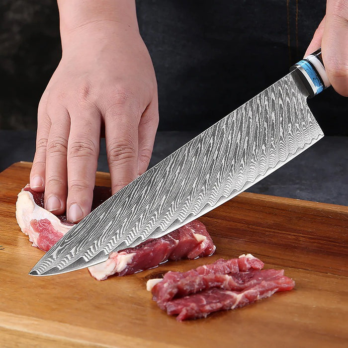 Damascus Steel Chef Knife And Santoku Knife