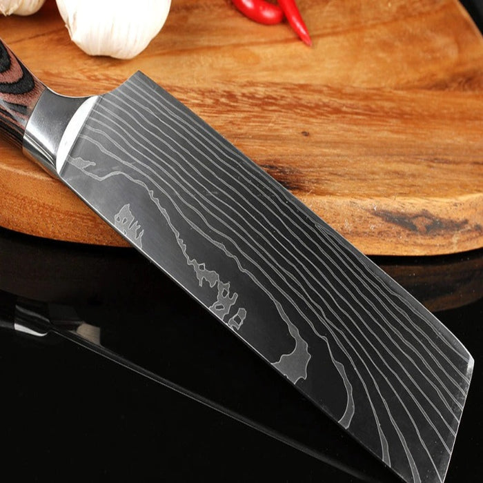 7 Inch Japan Stainless Steel Damascus Pattern Santoku Knife