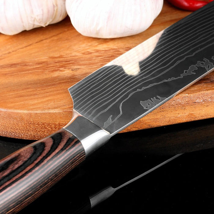 7 Inch Japan Stainless Steel Damascus Pattern Santoku Knife