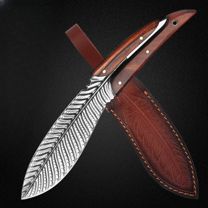 Damascus Steel Paring Knife With Leather Sheath