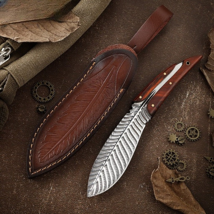 Damascus Steel Paring Knife With Leather Sheath