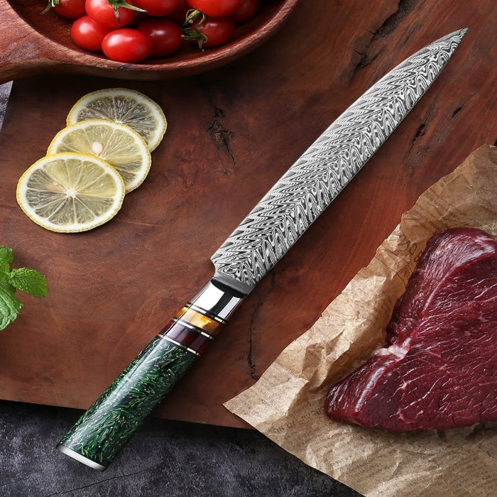 8 Inch Slicing Chef Knives With Grain Shell Resin Handle