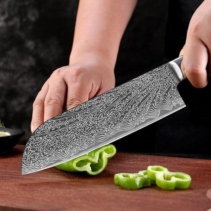 7-Inch Santoku Knife With High Carbon Stainless Steel Handle